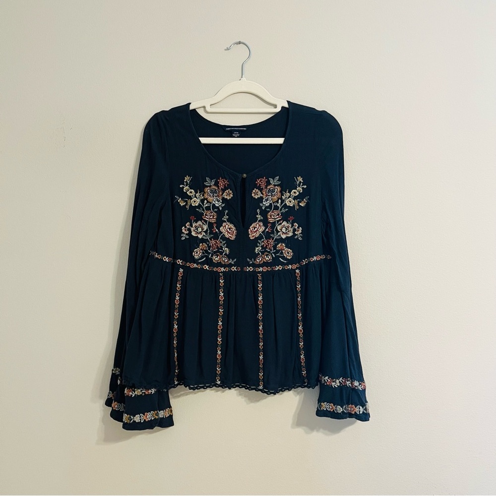 American Eagle Outfitters Floral Embroidered Blouse